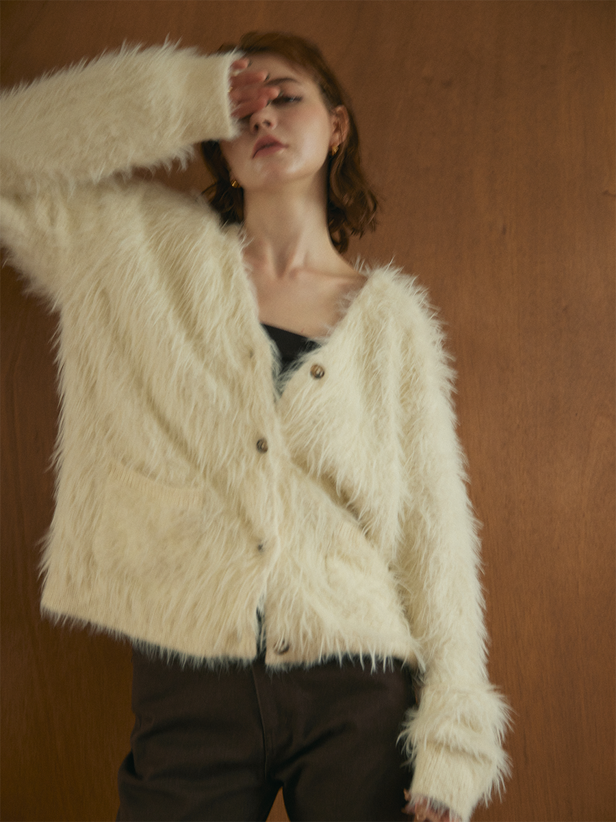 Cozy shaggy knit cardigan