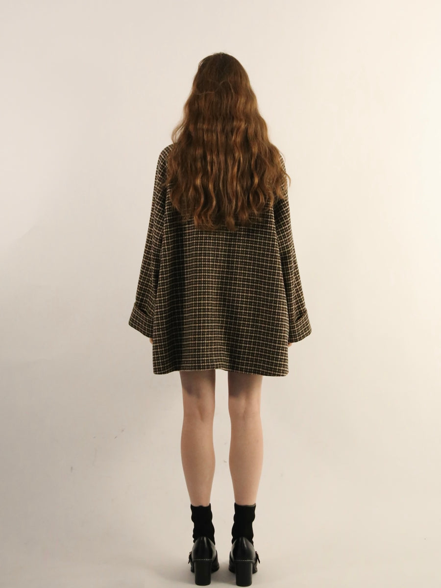 gun club check double short coat