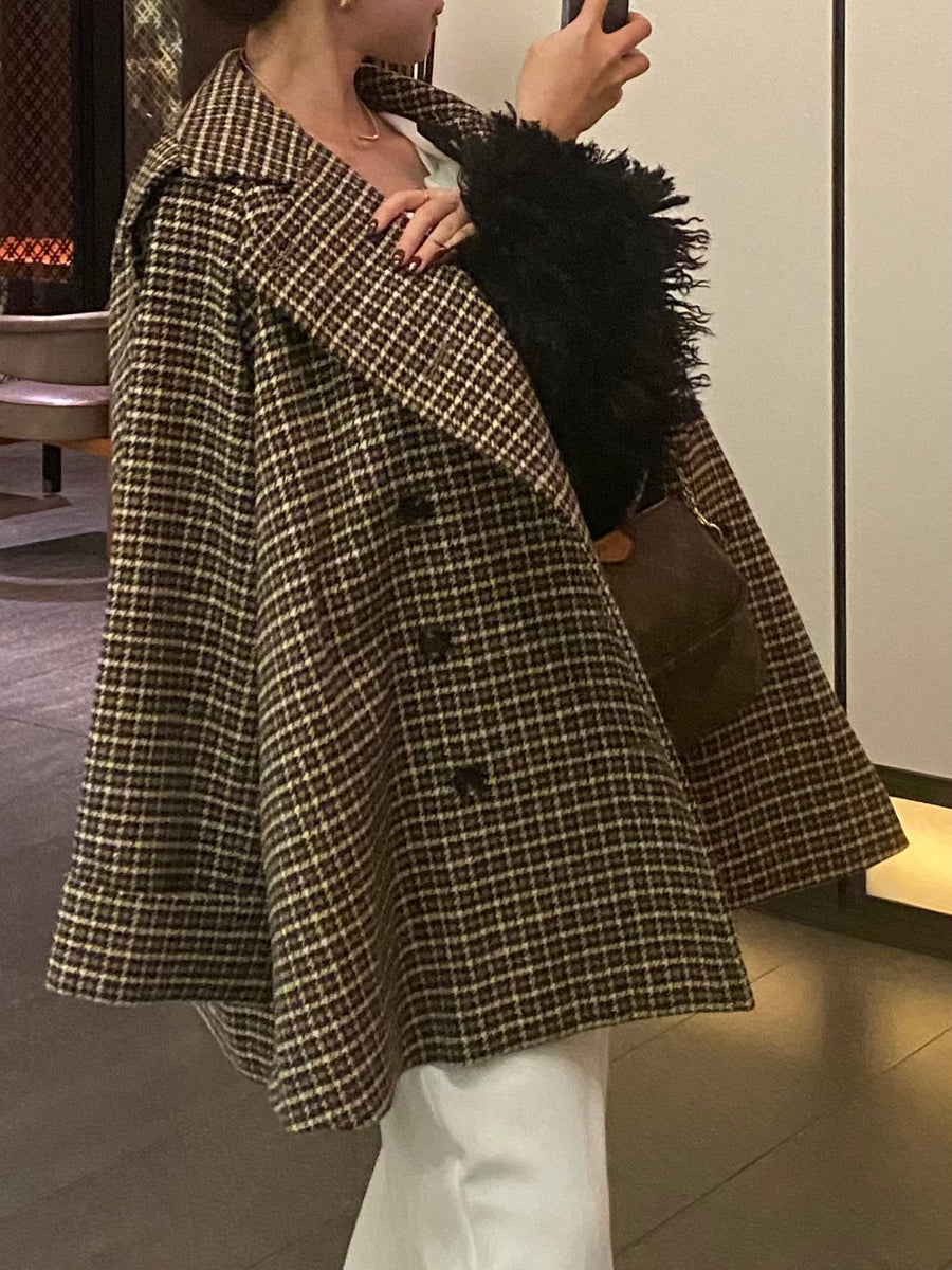 gun club check double short coat