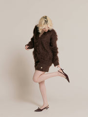 Cozy shaggy knit cardigan