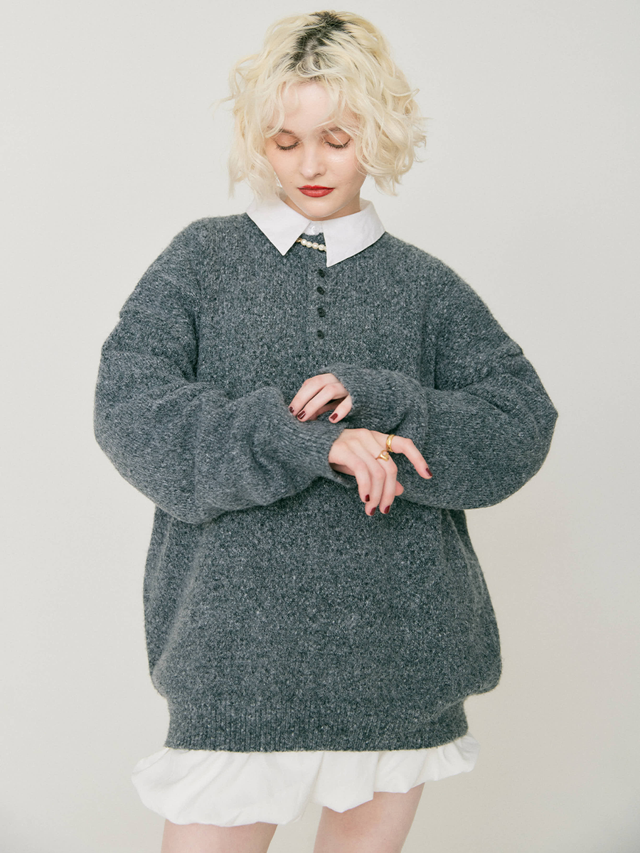 【12/18 OPEN】Unisex henley mochi knit