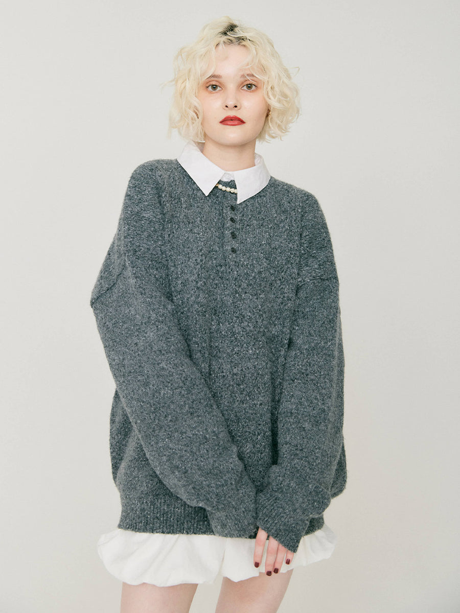 【12/18 OPEN】Unisex henley mochi knit