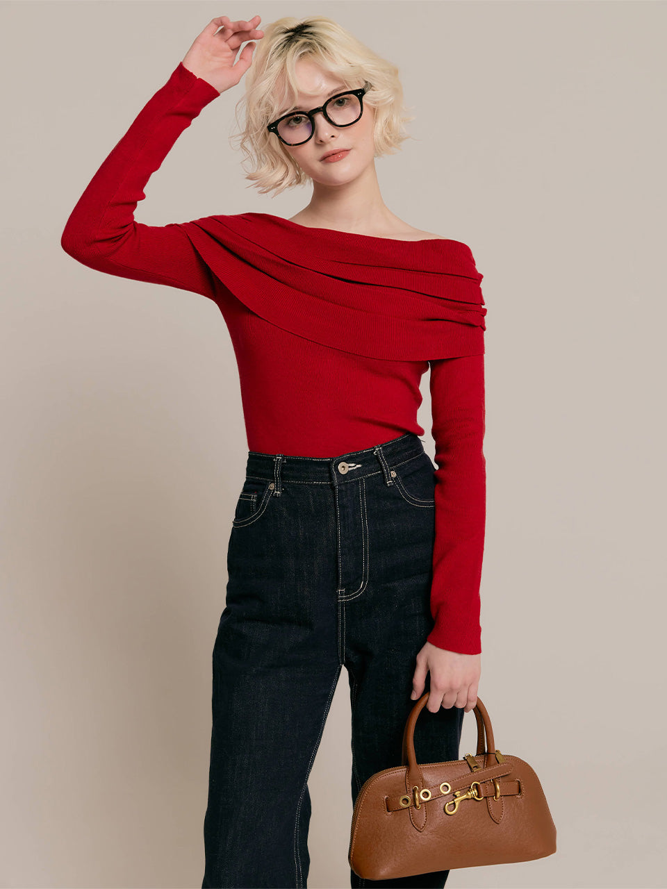 Drape off-shoulder knit – RANCLIC