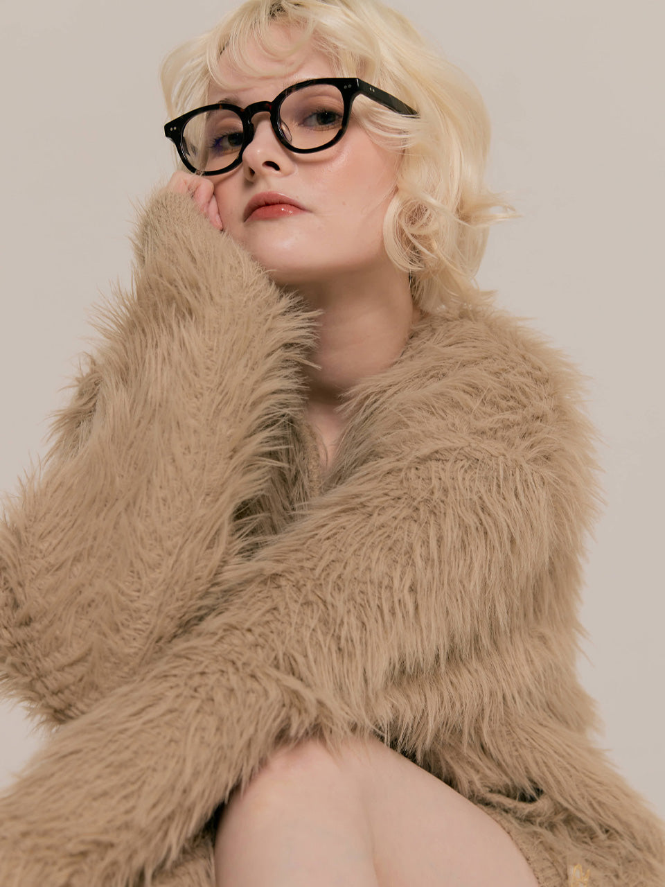 Cozy shaggy knit cardigan