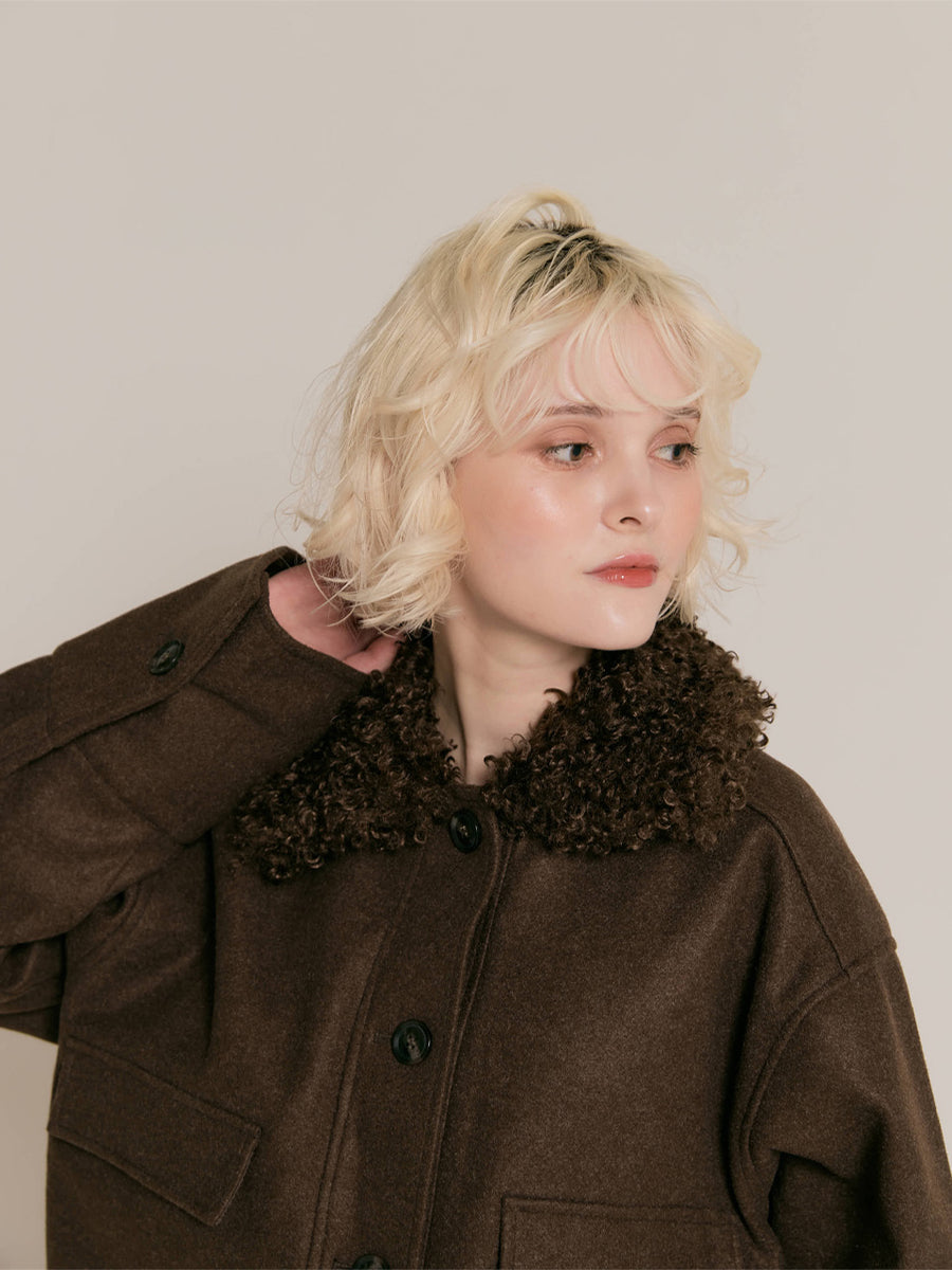 【10/29 OPEN】Faux shearling collar jacket