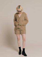 Cozy shaggy knit cardigan