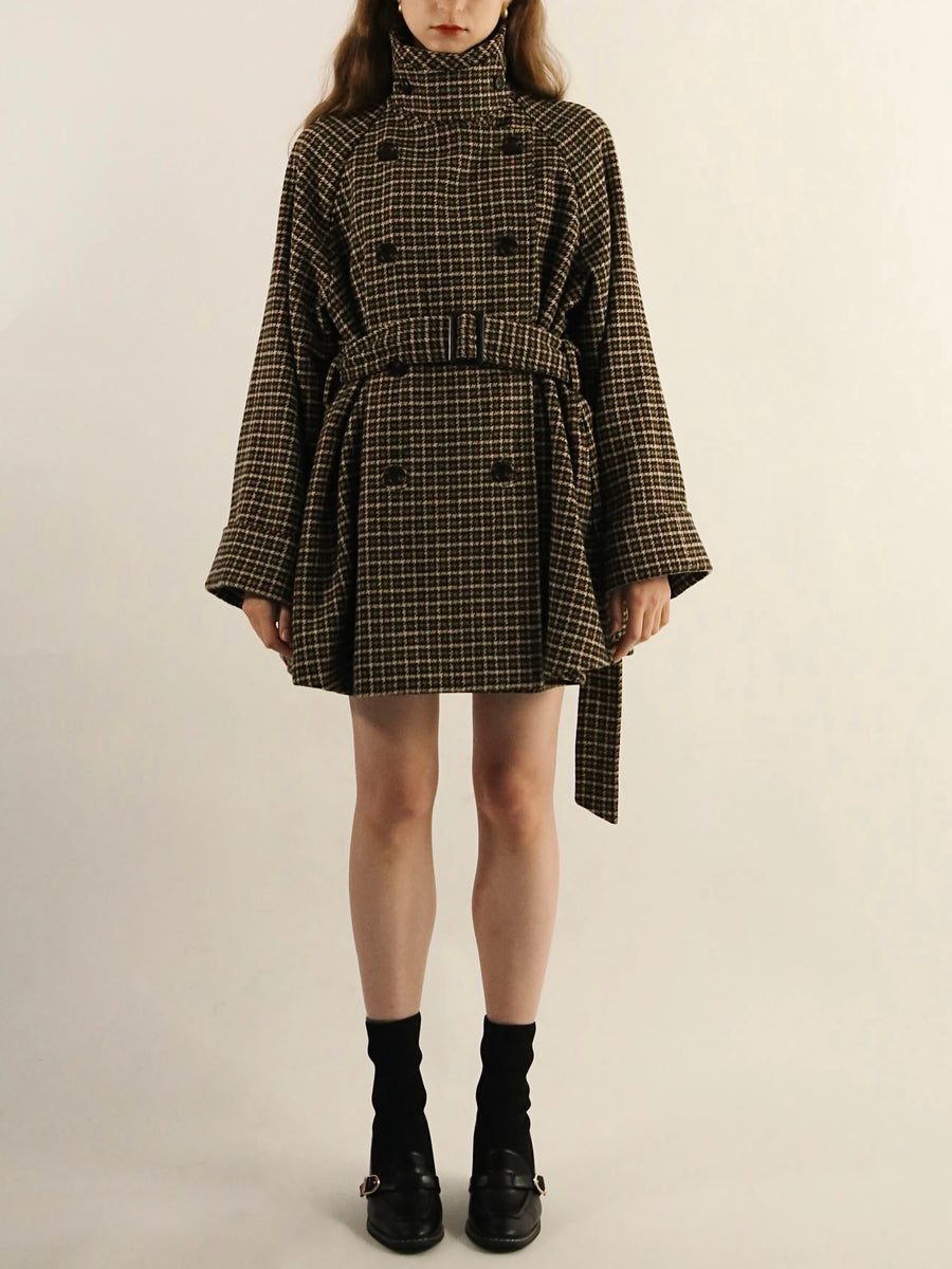 gun club check double short coat