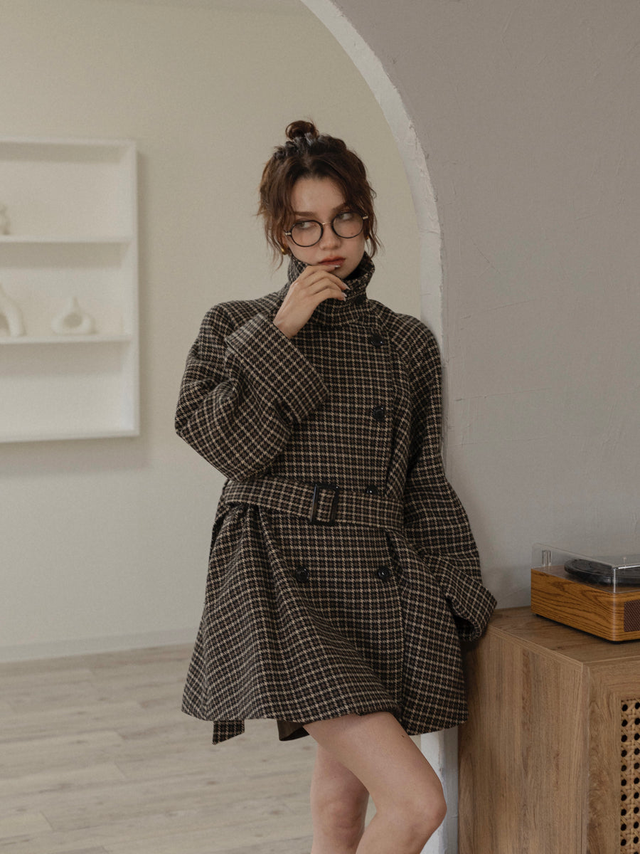 gun club check double short coat