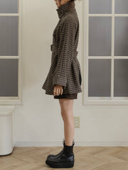 gun club check double short coat