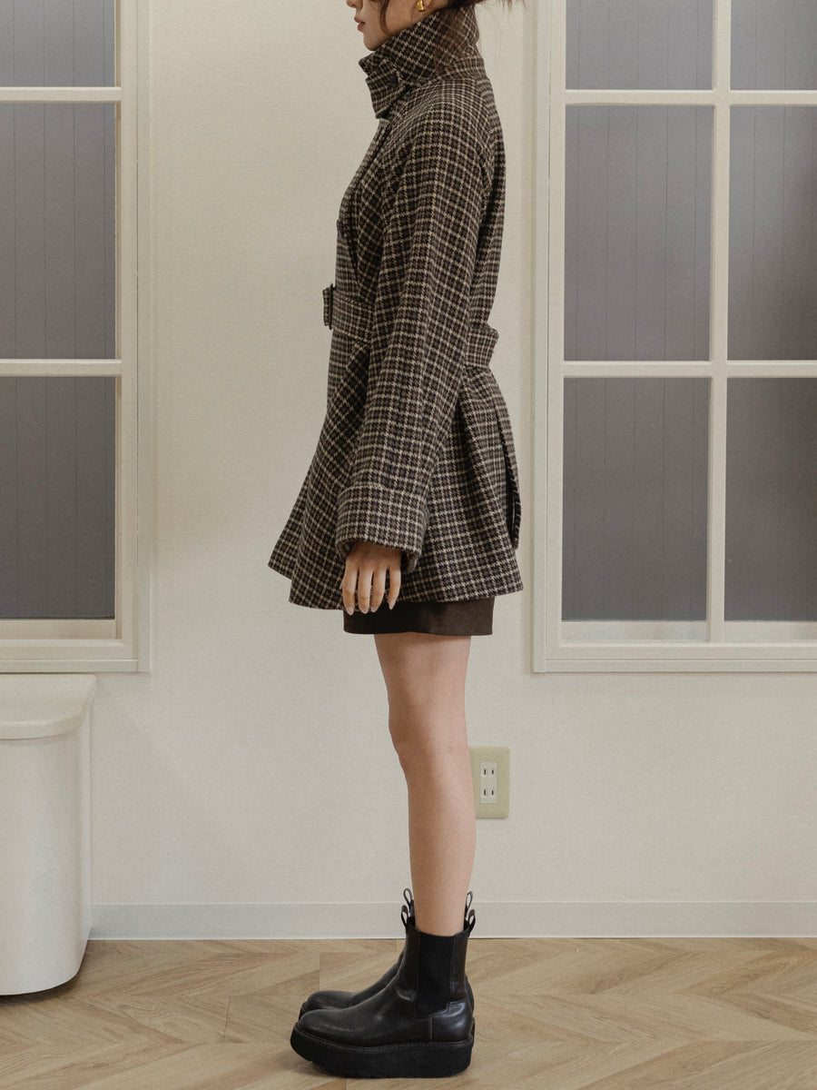 gun club check double short coat