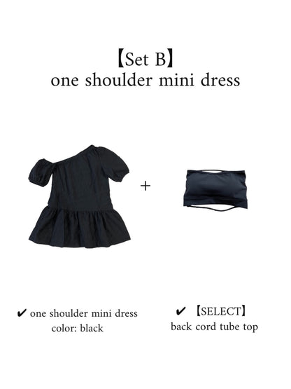 【SET】one shoulder mini dress