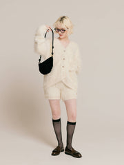 Cozy shaggy knit cardigan