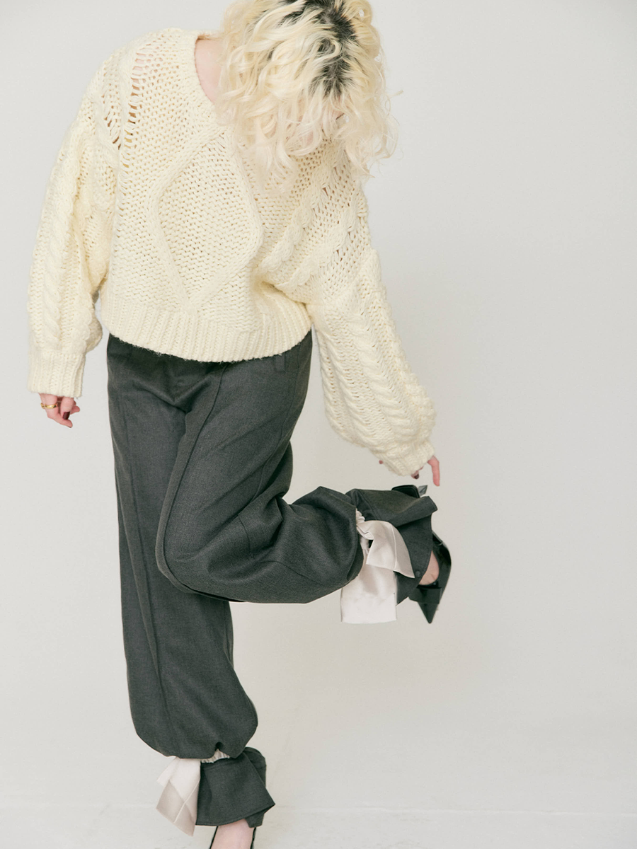 2Way ribbon wide pants