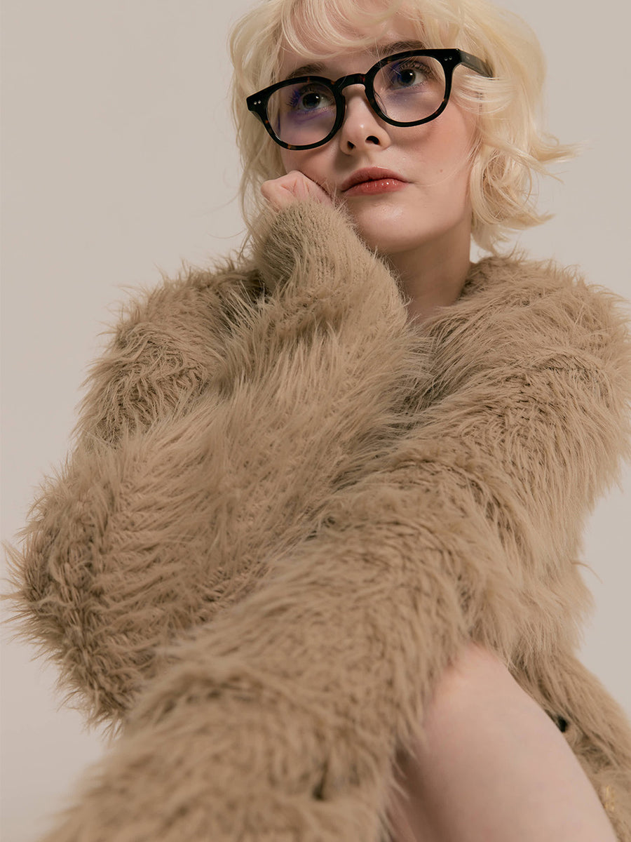 Cozy shaggy knit cardigan