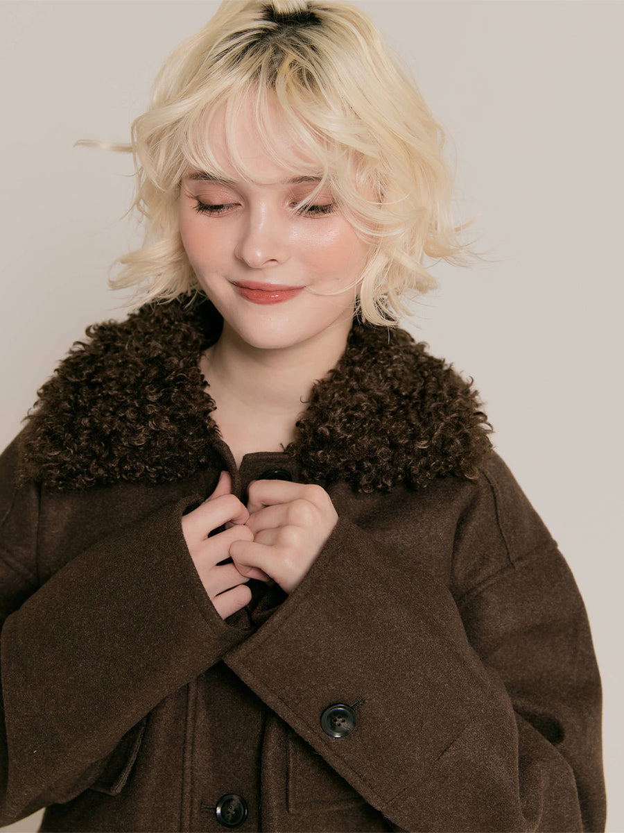 【10/29 OPEN】Faux shearling collar jacket