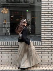 cargo long flare skirt