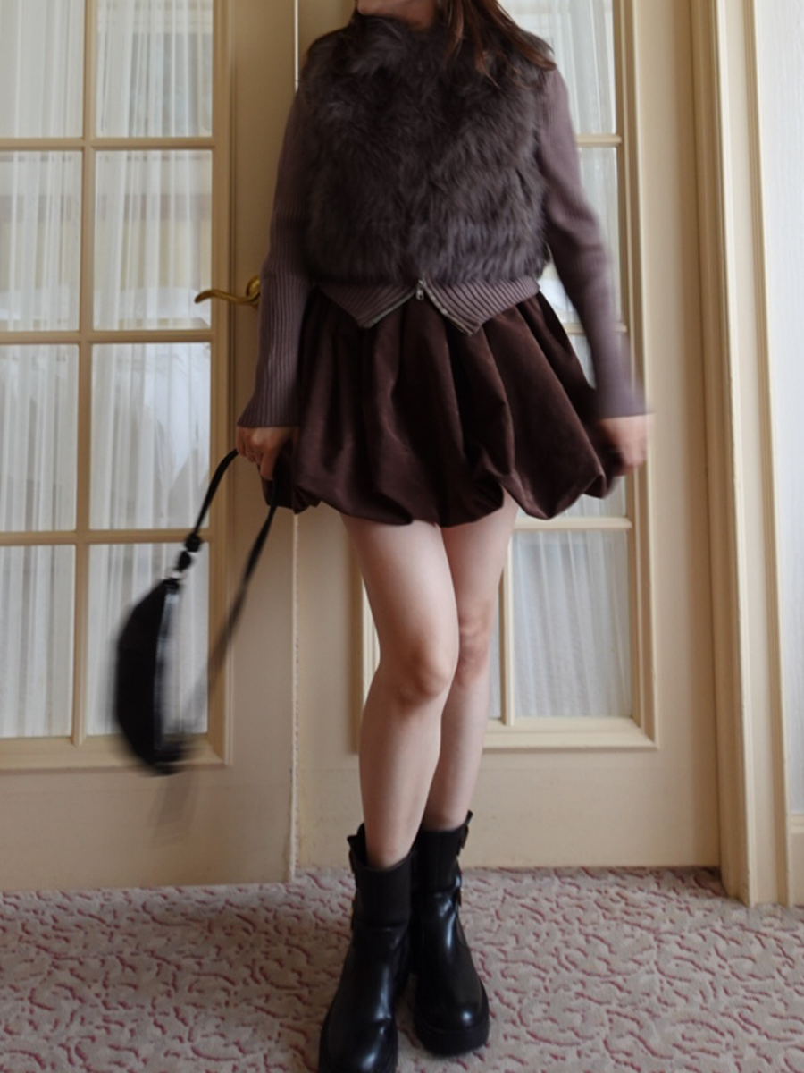 【9/17 OPEN】Shaggy switch knit zip top