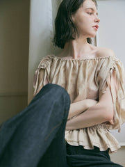 【8/6 OPEN】Crinkle gather ribbon blouse