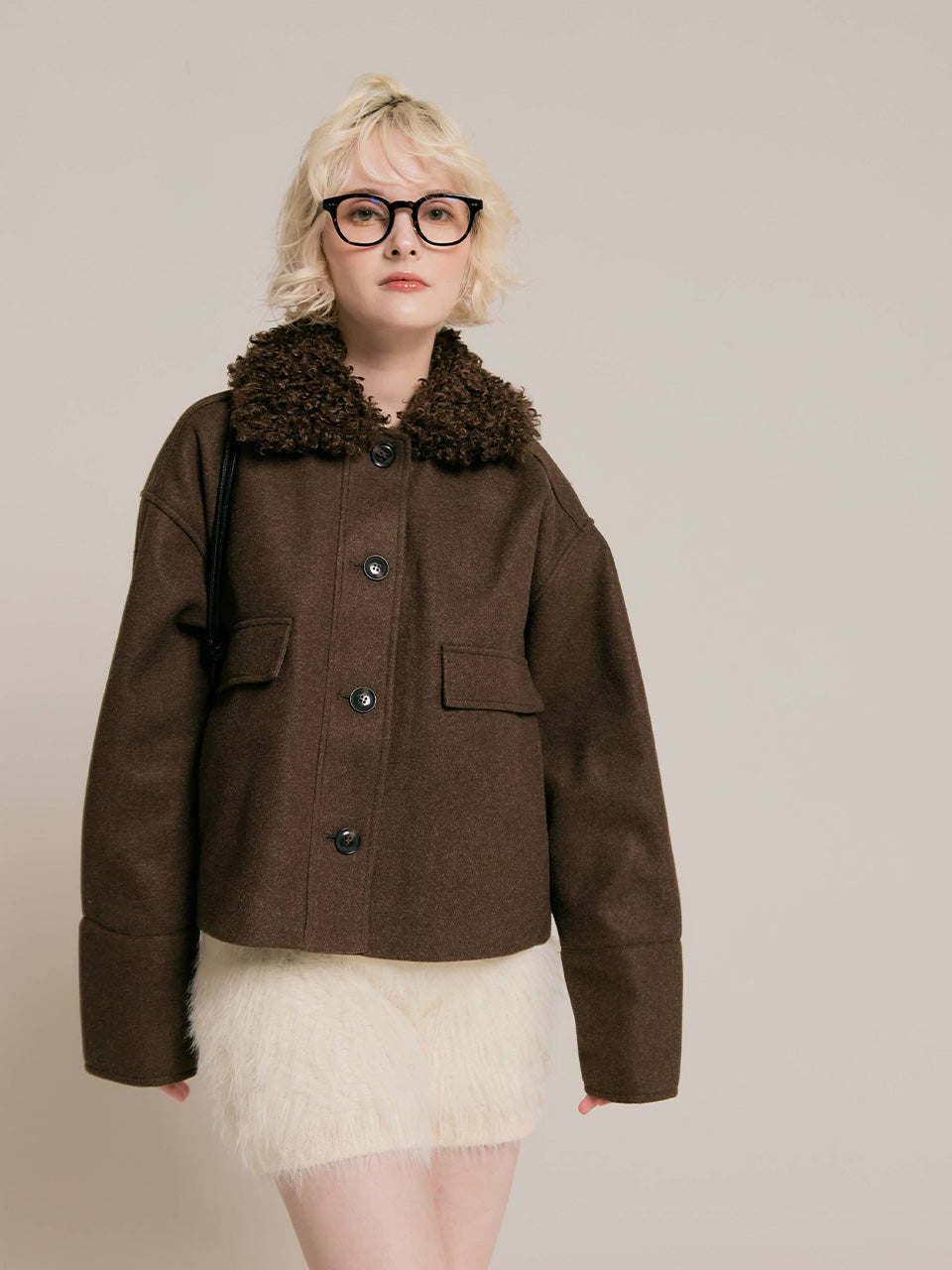 Faux shearling collar jacket – RANCLIC