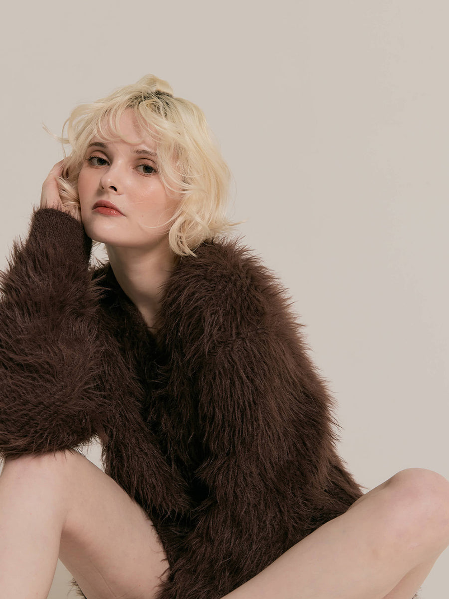 Cozy shaggy knit cardigan