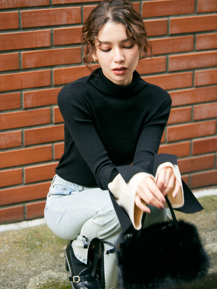 【RESTOCK】Bicolor layered flare knit tops