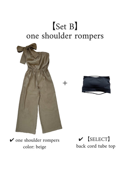 【SET/即納】one shoulder rompers