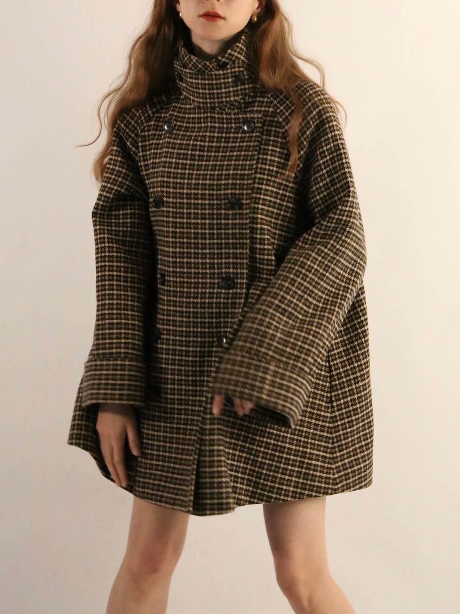 gun club check double short coat