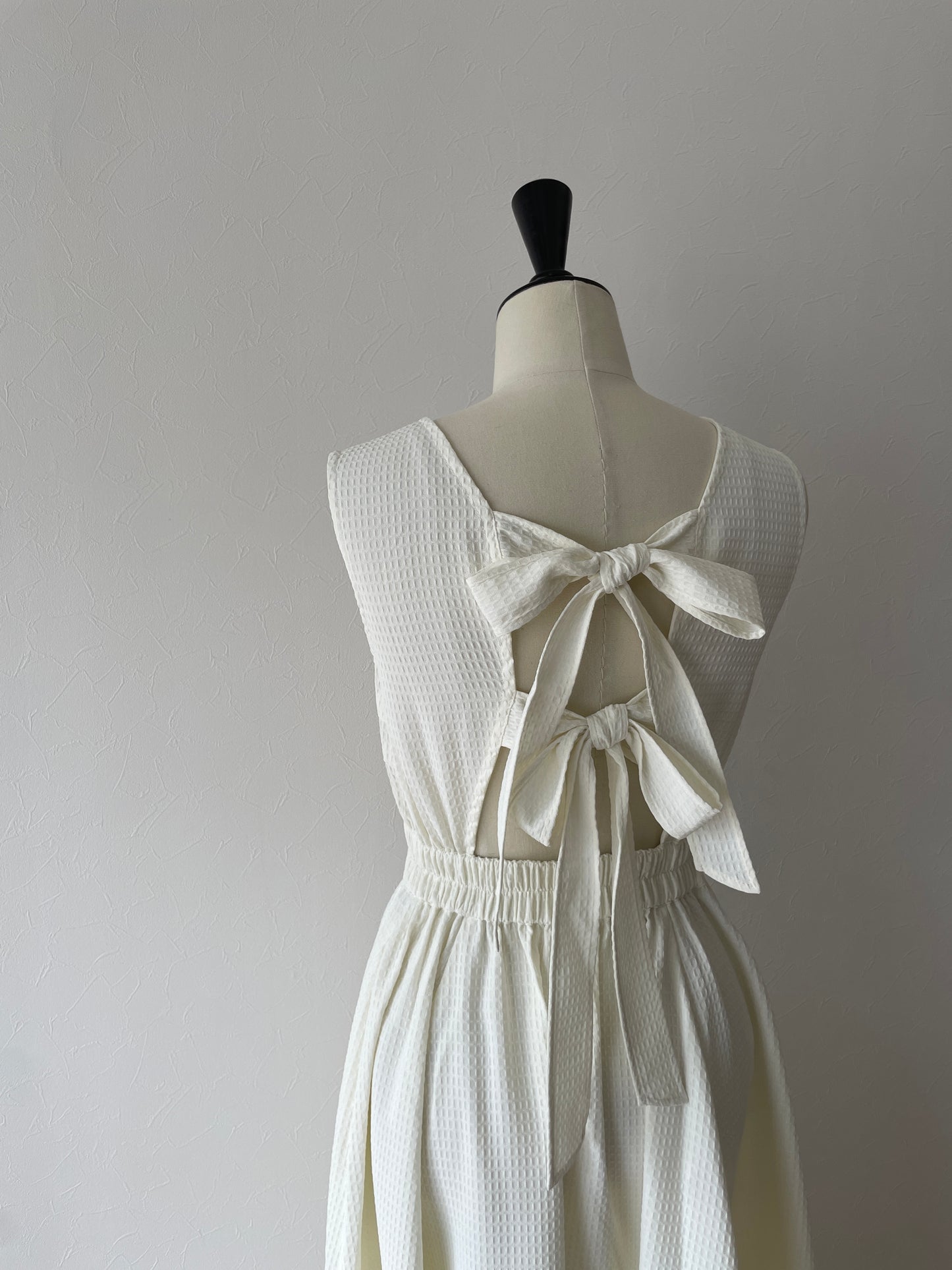 【Set】waffle back ribbon dress