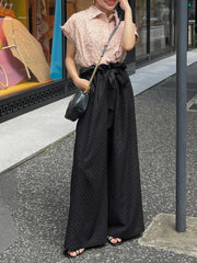 gather ribbon wide pants