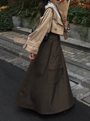 cargo long flare skirt