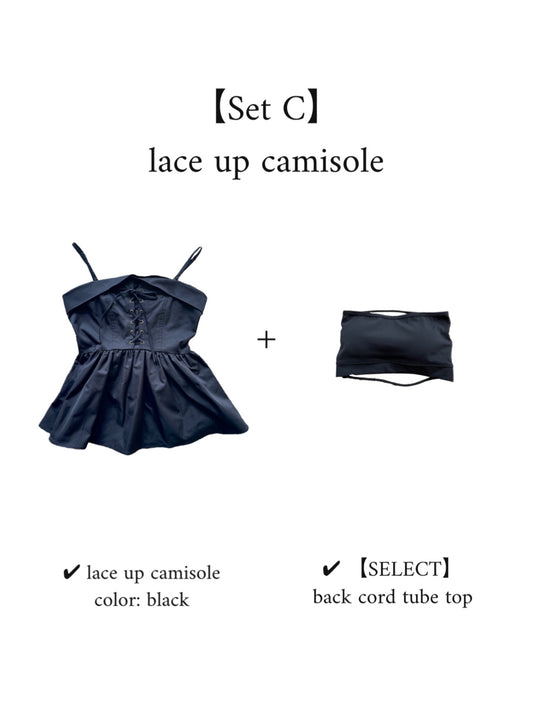 【Set】lace up camisole