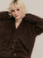 Cozy shaggy knit cardigan