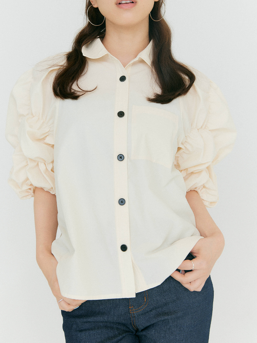 【4/23 OPEN】Whip cream sleeves shirt