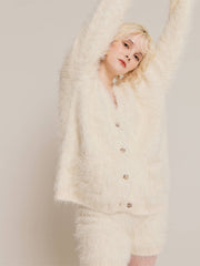 Cozy shaggy knit cardigan