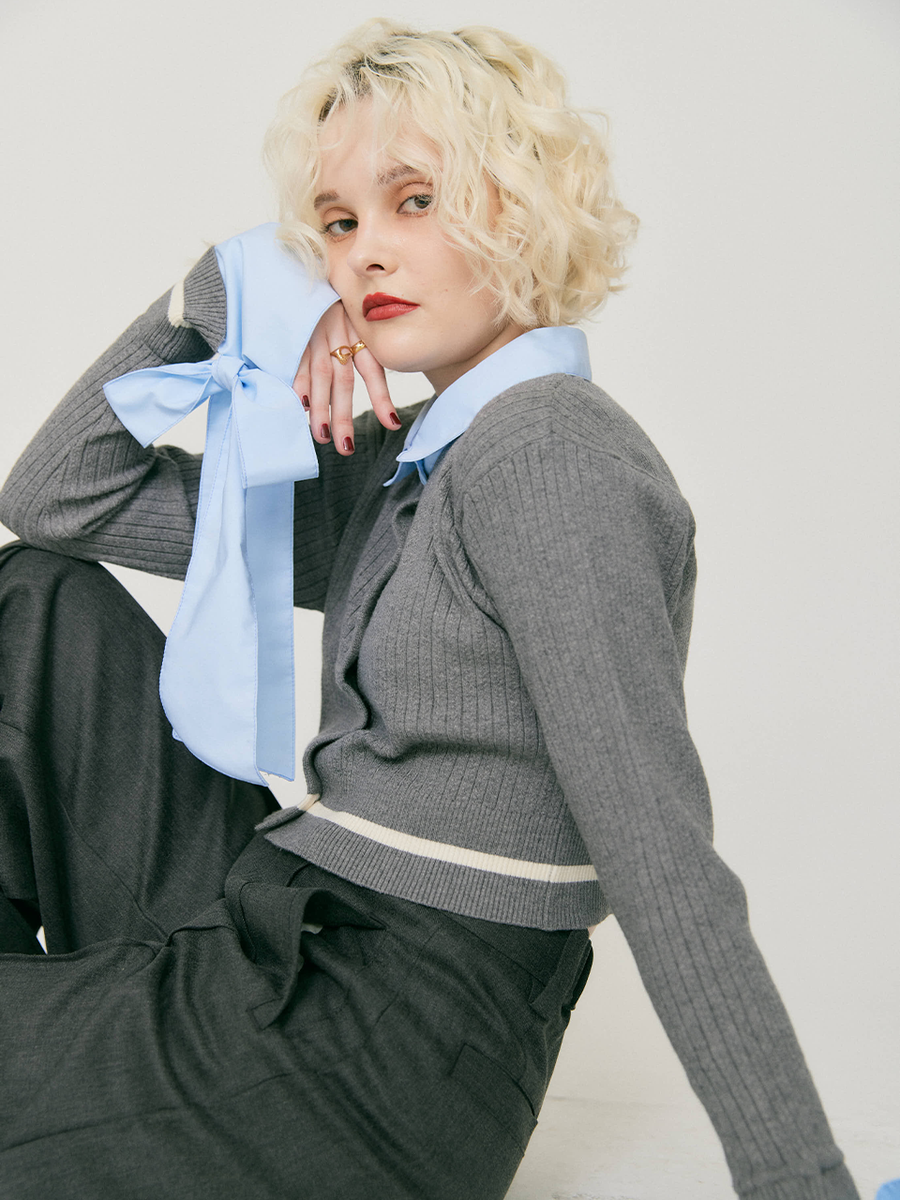 【予約販売】Ribbon tie cropped cardigan