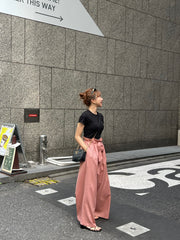 gather ribbon wide pants