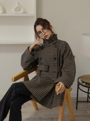 gun club check double short coat