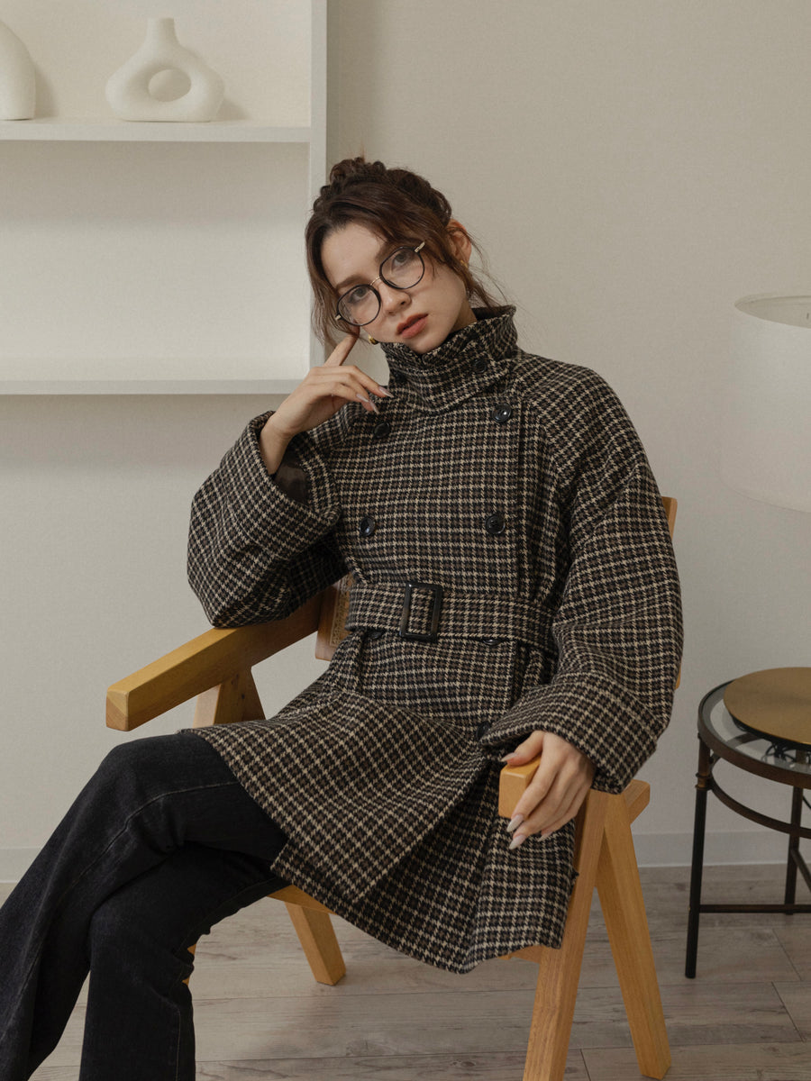 gun club check double short coat