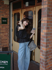 【8/6 OPEN】Crinkle gather ribbon blouse
