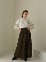 cargo long flare skirt