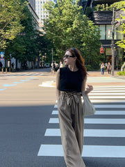 gather ribbon wide pants