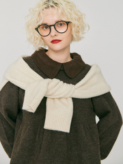 Peplum frill collar knit