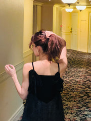 back ribbon fringe jacquard dress