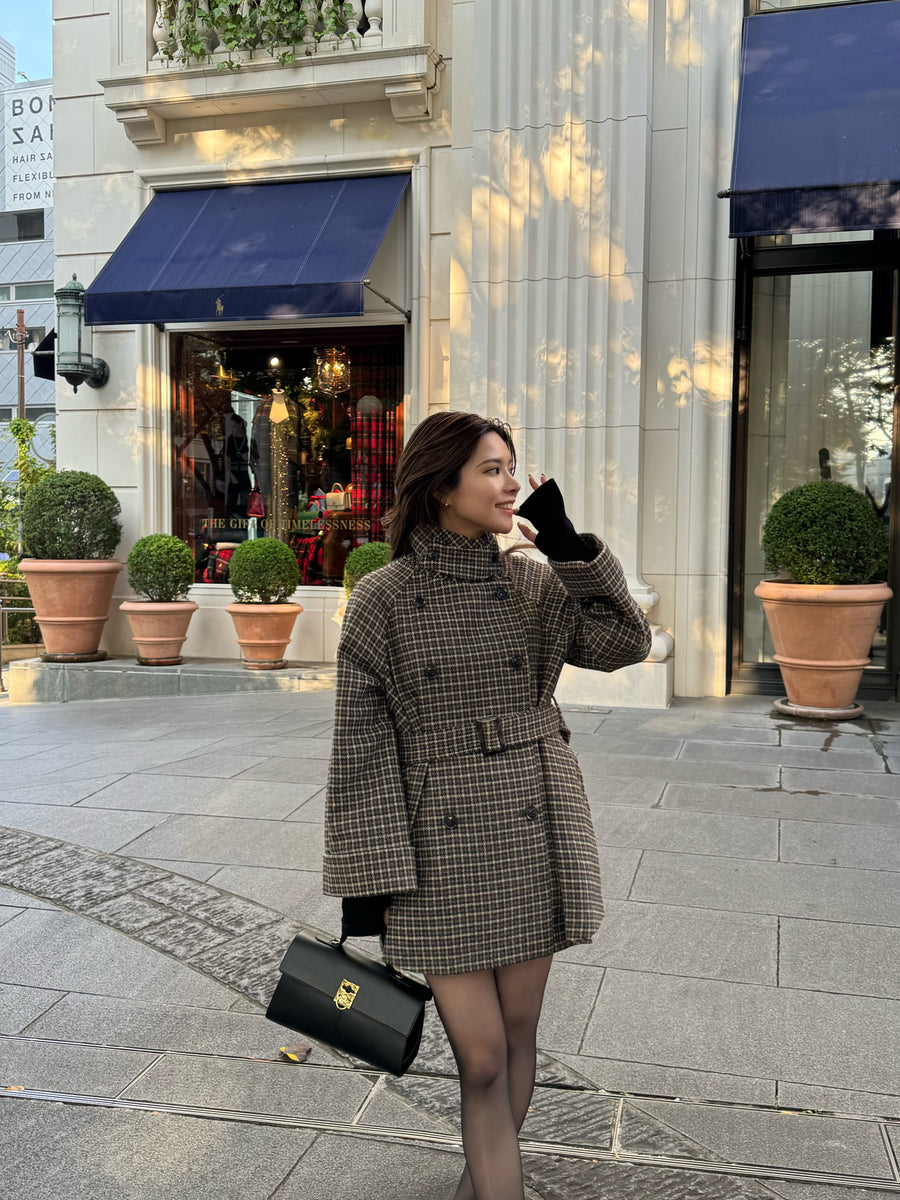 gun club check double short coat