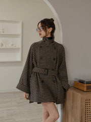 gun club check double short coat