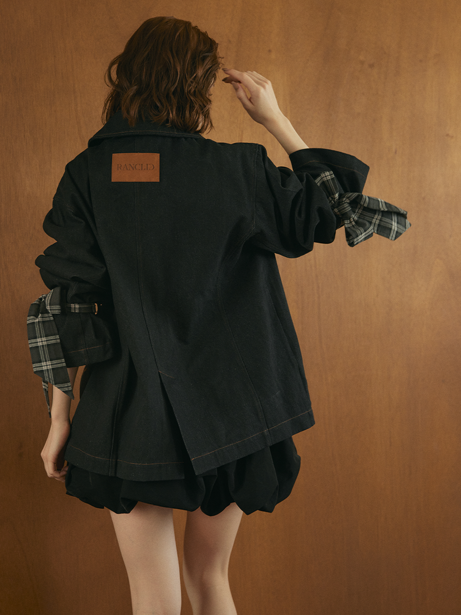 【10/8 OPEN】Check ribbon denim jacket
