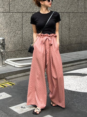 gather ribbon wide pants