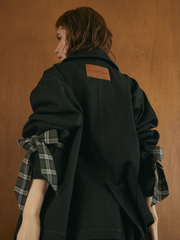 【10/8 OPEN】Check ribbon denim jacket