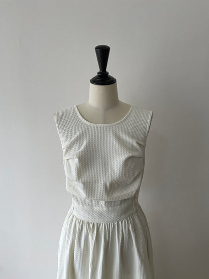 【Set】waffle back ribbon dress