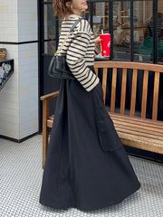 cargo long flare skirt